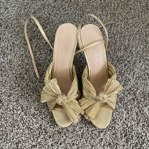 Loeffler Randall gold bow heel